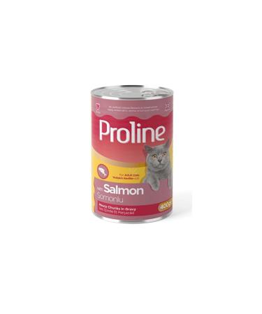 PROLINE Adult Cat Canned Food with Salmon and Meat Pieces in Sauce 400 Gr (12 Pieces)