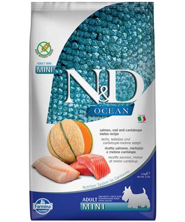 N & D ND Ocean Grain-Free Salmon Cod and Melon Small Breed Adult Dog Food 2.5kg