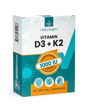 Naturagen Vitamin D3 + K2 1000 IU 60 Capsules - Buy Online on GoSupps.com