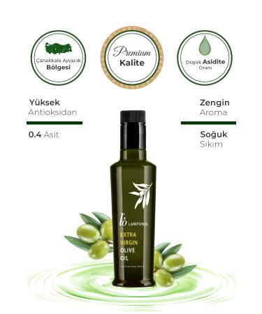 Lamponia 500 ml Extra Virgin Olive Oil 0.4 Acid Glass Bottle Olive Oil - Buy Online on GoSupps.com