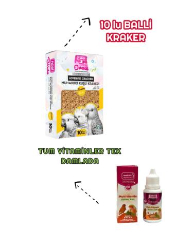 ozzipetshop Budgie Honey Cracker 10 Pieces + Budgie Vitamin