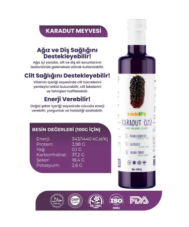 zadelife Natural Black Mulberry Extract 700 gr Analyzed (PESTICIDE & HEAVY METAL) - Buy Online on GoSupps.com