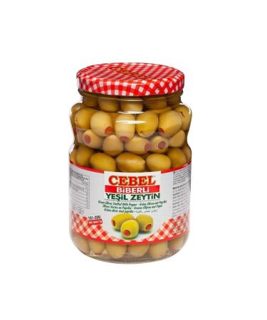 Green Olives with Jabal Pepper 400 gr Glass