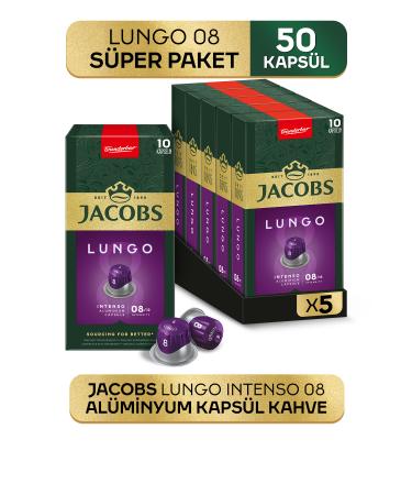 Jacobs Lungo 8 Intenso Nespresso Compatible Aluminum Coffee Capsules 10 Pieces X 10 Packs