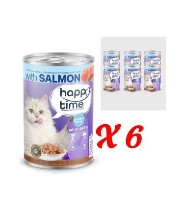HAPPY TIME Canned Salmon Pieces for Adult Cats 6x400 Gr
