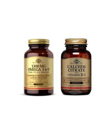 Solgar Efa 1300 mg Omega 3-6-9 60 Softgel+ Calcium Citrate With Vitamin D 3 60 Tablets