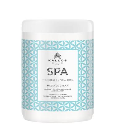 Kallos Cosmetics Spa 1000ml Body Care and Massage Cream Containing Coconut Oil Hyaluronic Acid and Collagen
