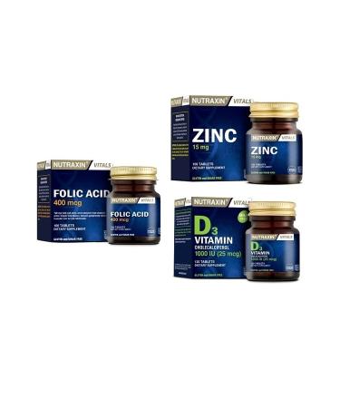 Nutraxin 400 Mcg Folic Acid 100 + Zinc 15mg 100 + D3 120