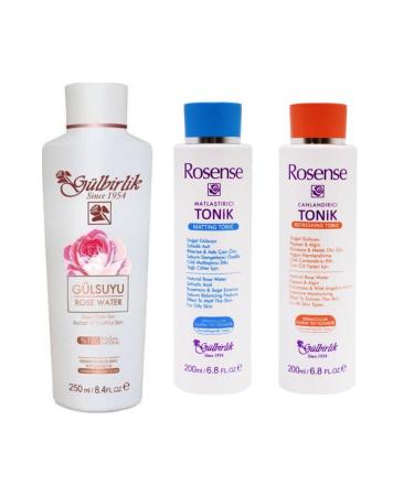 Rosense Mattifying Tonic + Revitalizing Tonic + G lbirlik Rose Water