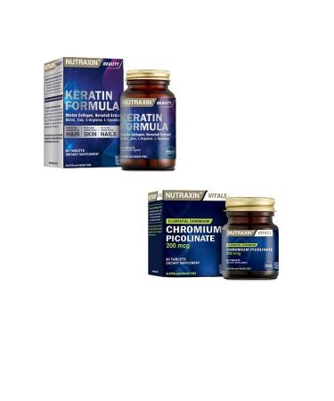 Nutraxin Keratin Formula Hair and Nails 60 T Chromium Mineral 200 mcg
