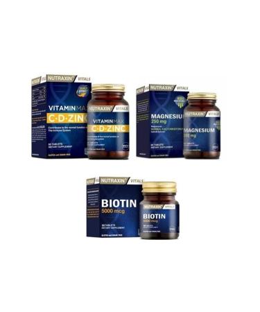 Nutraxin Magnesium 250 Mg 60 Tablets+vitamin Max 60 Tablets+biotin 5000 Mcg 30 Tablets