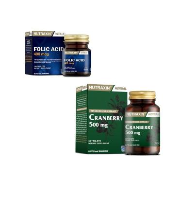 Nutraxin 400 Mcg Folic Acid + Cranberry 1000 Mg 60 Tablets