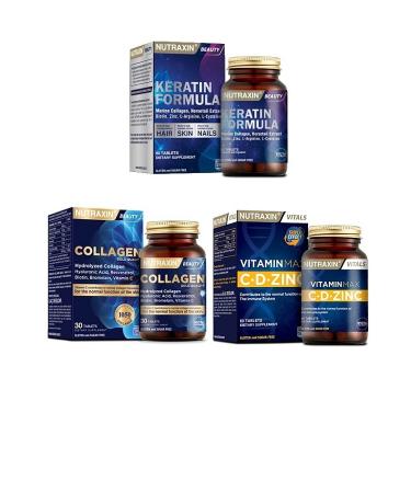 Nutraxin Keratin 60 T. + Vitamin Max 60 T. + Hydrolyzed Collagen 30 T.