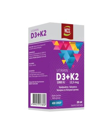 Ncs Vitamin D3 1000 Iu K2 12.5 Mcg 20 Ml Drops