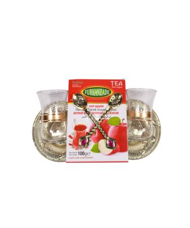 Furkanzade Red Apple Tea Set with Glass 100 gr