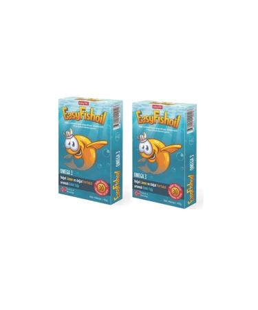 Easy Fishoil Orange and Lemon Flavored Fish Oil 30 Gel Tablets X2 pcs