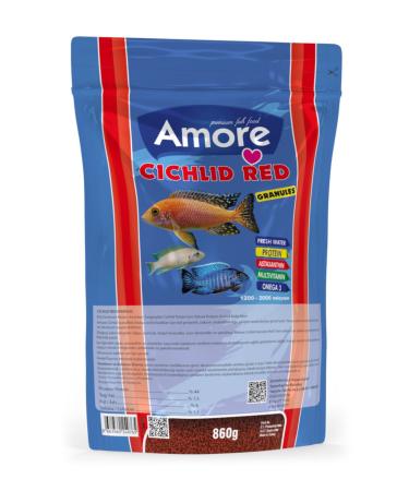 AMORE Cichlid Red Granules Malawi American Tanganyika Cichlid High Protein 860 gr Fish Food