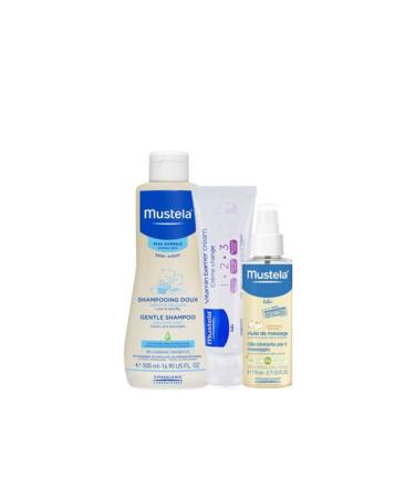 Mustela Daily Set | Shampoo - Massage Oil - Diaper Rash Cream Original Size
