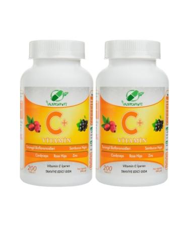 Yurdavit Vitamin C 1000 Mg Black Elderberry Rosehip Zinc Cordyceps Mushroom Citrus 2 Pieces 200 Tablets
