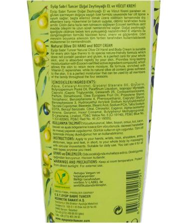 Ey p Sabri Tuncer Natural Olive Oil Hand and Body Cream 50 Ml Tube - Buy Online on GoSupps.com