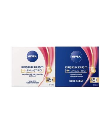NIVEA Anti-Wrinkle Firming 45+ Age Day and Night Cream 50 ml Set of 2