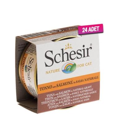 Schesir Tuna and Salmon Natural Cat Canned Food 70 Gr - 24 Pieces