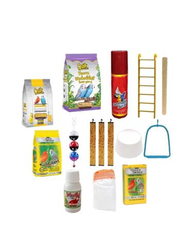 usmtekno Bird Cage Needs Set I Budgie Food and Needs