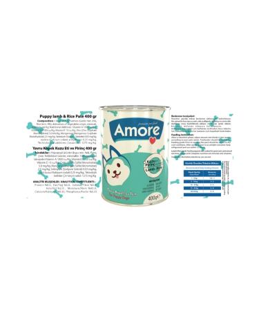 AMORE Puppy Pate Lamb Meat and Rice Paste Puppy Canned Food 4x400gr