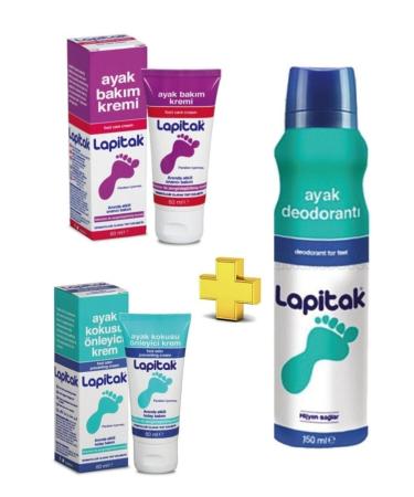 Lapitak Foot Care Cream 60 Ml + Foot Odor Prevention Cream 60 Ml + Foot Deodorant 150 Ml