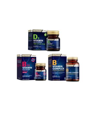 Nutraxin Vitamin D3 1000 Iu 120 Tablets+vitamin B12 1000 Mcg 60 Sublingual Tablets+B Vitamin Complex 60 Tablets