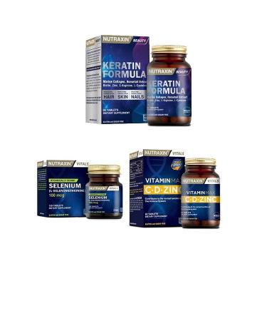 Nutraxin Keratin Formula biotin Zinc and B Vitamins and Selenium + Cd-zinc 60 T.
