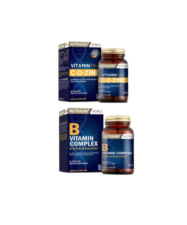 Nutraxin Vitamin Max (Vitamin C Vitamin D and Zinc Supplement) 60 Tablets + B Vitamin Complex 60 Tablets