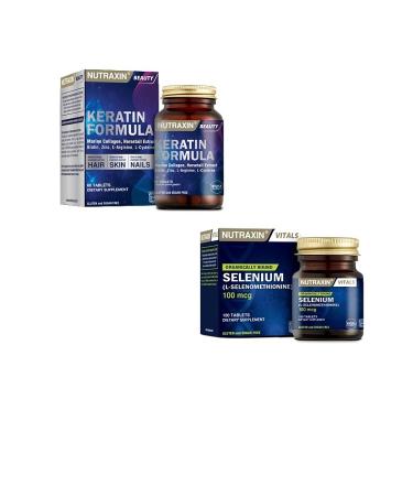 Nutraxin Keratin for Hair and Nails 60 T Selenium for Immune System 100t