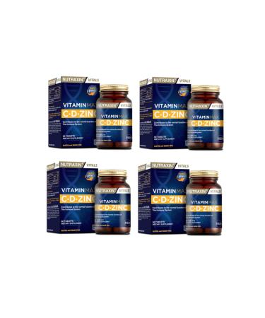 Nutraxin Vitamin Max (Vitamin C Vitamin D and Zinc Supplement) 60 Tablets X4 Pieces