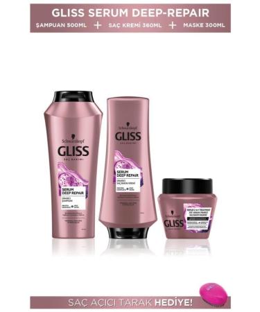Gliss Serum Deep Repair Repair Shampoo 500 Ml + Hair Conditioner 360 Ml + Hair Mask 300 Ml + Hair Opening Comb