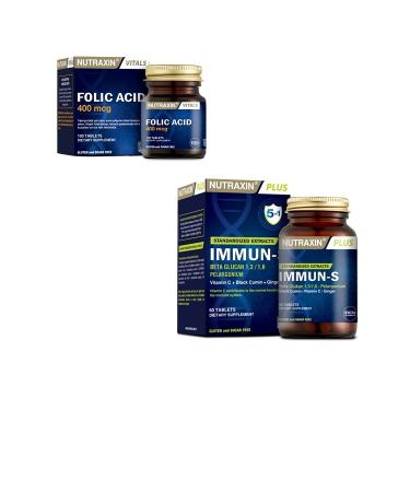 Nutraxin Folic Acid 400 Mcg 100 Tablets + Immun-s (1.3 - 1.6 Beta-glucan)60 Tablets