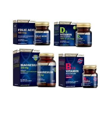 Nutraxin Folic Acid + Magnesium Citrate + Vitamin D3 And B12