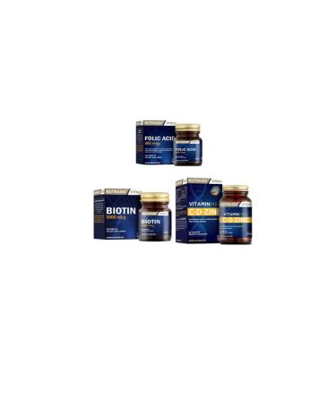 Nutraxin 400 Mcg Folic Acid 100 T. + C d zinc 60 Tablets + Biotin 5000 Mcg