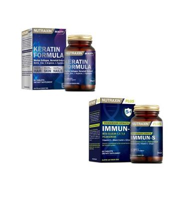 Nutraxin Keratin Formula 60 T for Hair Health. + Immun-s 60 T for Strengthening the Immune System.