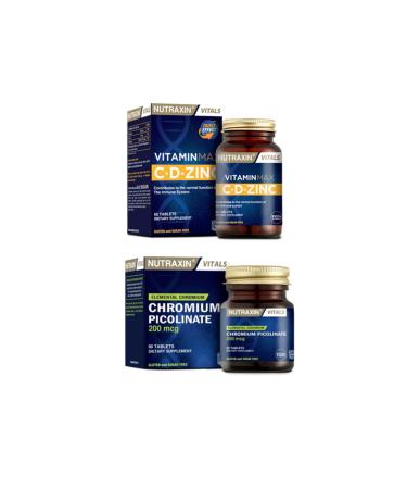 Nutraxin Vitamin Max (C d Zinc) 60 Tablets + Food Supplement Containing Chromium Mineral 90 Tablets
