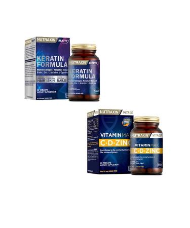 Nutraxin Keratin Formula + 1000 mg Vitamin C 1000 Iu Vitamin D and 10 mg Zinc