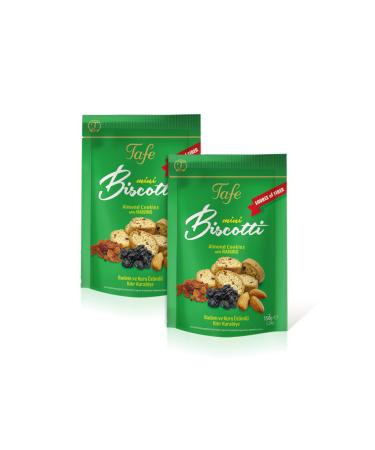 TAFE Fiber Source Almond and Raisin Mini Biscotti Crunchy Cookies 150g X 2