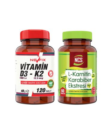 Ncs L-carnitine Black Pepper 60 Tablets & Nevfix D3-k2 120 Tablets