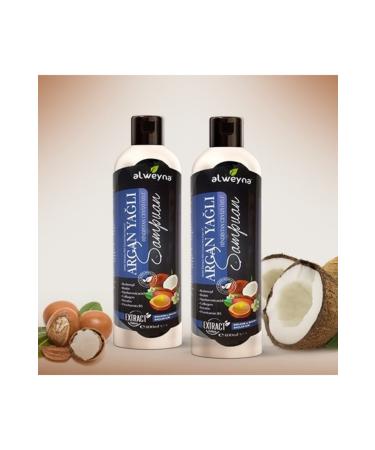 ALWEYNA Argan & Coconut Extract Herbal Shampoo 400 Ml 2 Pieces