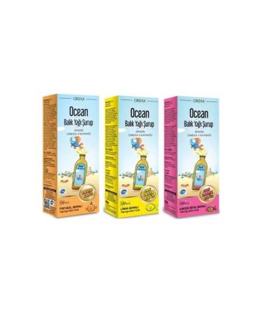 Ocean Omega 3 Orange + Lemon + Mixed Fish Oil Syrup Set of 3