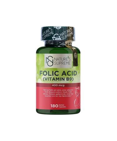 Natures Supreme Folic Acid 400 Mcg 180 Capsules 8681763380336