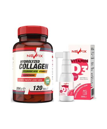 Nevfix Collagen Acid Vitamin C Glutathione 120 Tablet & Vitamin D3 400 Iu 20 Ml Spray