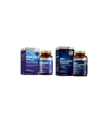 Nutraxin Omega 3 Fish Oil 2000 mg 60 Capsules + 14 Vitamins 7 Minerals Multivitamin Men 60 Tablets