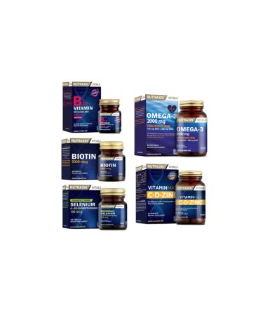 Nutraxin Omega 3 Fish Oil 2000 Mg 60 Capsules+selenium+biotin+vitamin Max(c d zinc)+B12 Vitamin Sublingual