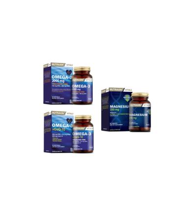 Nutraxin Omega 3 2000 Mg 60 Capsules +omega 3 +coq-10(coenzyme) 60 Capsules + Magnesium 60 Tablets